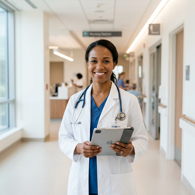 Doctor using OneAid digital platform